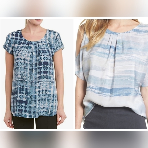 BUNDLE Nic + Zoe Silk Blend Short Sleeve Blouses - Picture 1 of 11